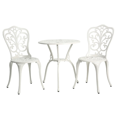 Ensemble de 3 tables et chaises papillon en aluminium pour patio extérieur avec trou pour parasol