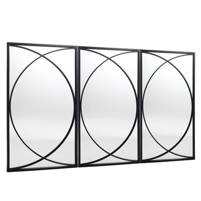 Ensemble de 3 miroirs muraux rectangulaires en métal noir - 31,9 H x 15,75 L x 0,75 P