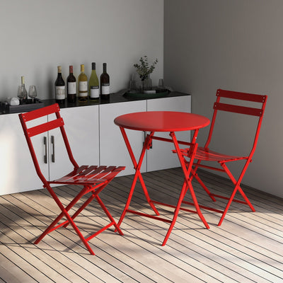 Ensemble bistro minimaliste de patio 3 pièces avec table ronde pliable et chaises - Ensemble bistro de patio 3 pièces