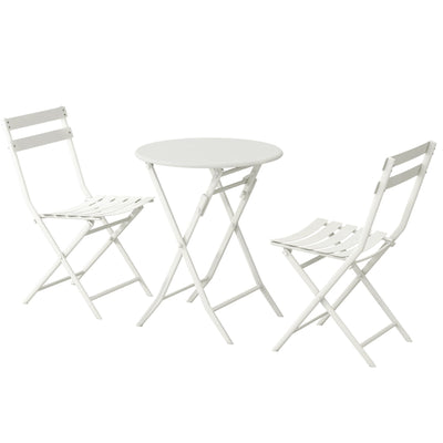 Ensemble bistro minimaliste de patio 3 pièces avec table ronde pliable et chaises - Ensemble bistro de patio 3 pièces