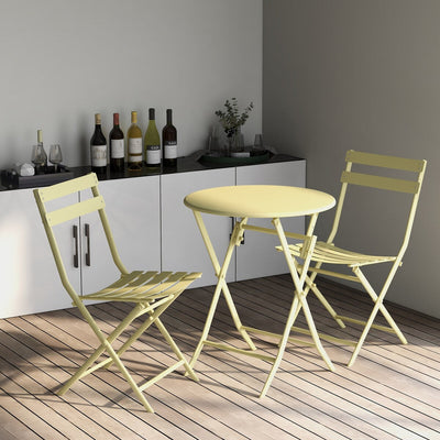 Ensemble bistro minimaliste de patio 3 pièces avec table ronde pliable et chaises - Ensemble bistro de patio 3 pièces