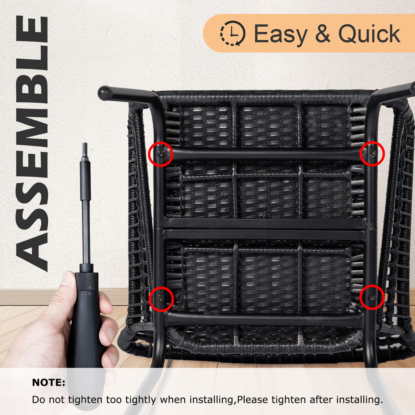 Ensemble de bistrot d'extérieur 3 pièces en osier, mobilier de jardin en rotin toutes saisons, chaises de patio avec coussins