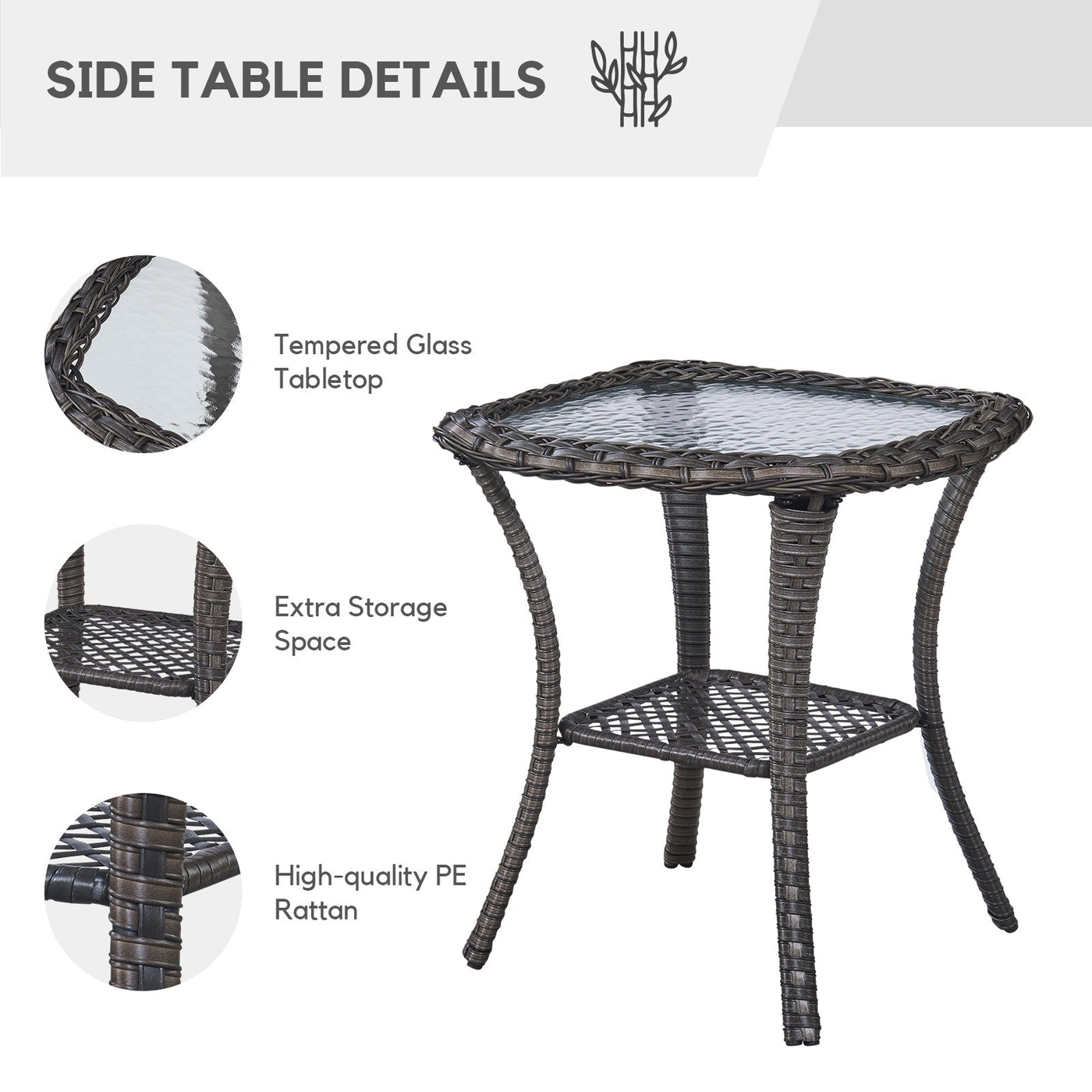 Fauteuil à bascule pivotant d'extérieur Gymojoy 3 pièces en osier avec coussin et table