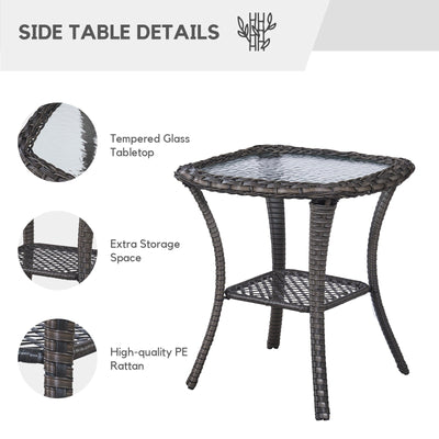 Fauteuil à bascule pivotant d'extérieur Gymojoy 3 pièces en osier avec coussin et table