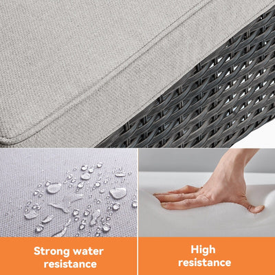 Fauteuil à bascule pivotant d'extérieur Gymojoy 3 pièces en osier avec coussin et table