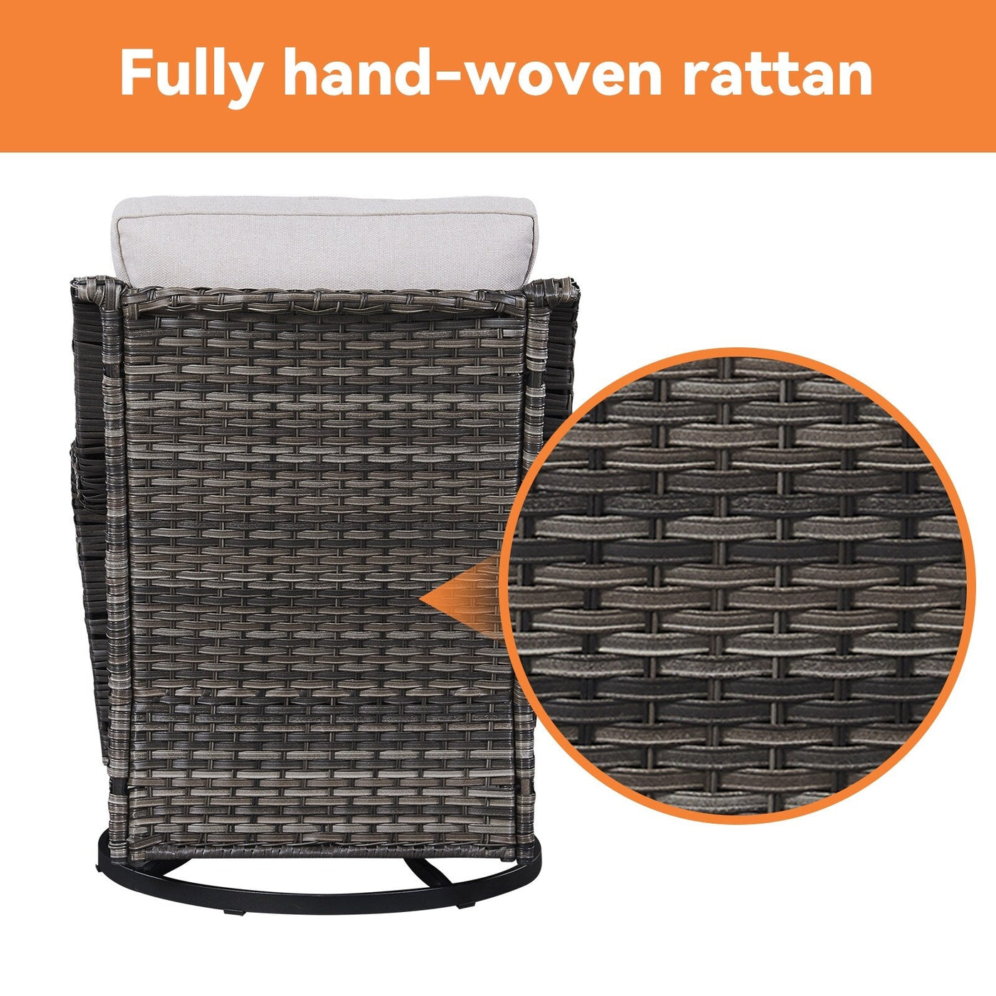 Fauteuil à bascule pivotant d'extérieur Gymojoy 3 pièces en osier avec coussin et table