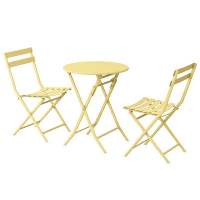 Ensemble bistro de patio 3 pièces avec table ronde pliable et chaises