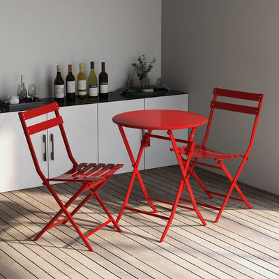 Ensemble bistro de patio 3 pièces avec table ronde pliable et chaises