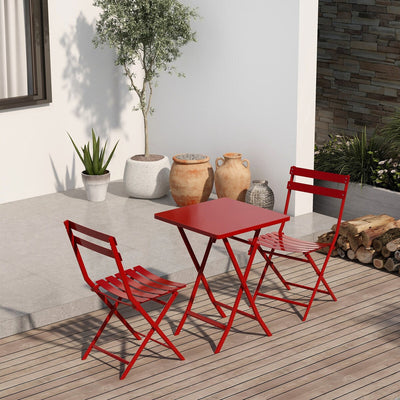 Ensemble bistro minimaliste de patio 3 pièces avec table carrée pliable et chaises - 3 pièces