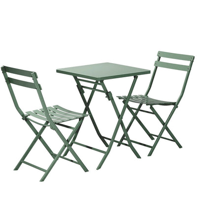 Ensemble bistro minimaliste de patio 3 pièces avec table carrée pliable et chaises - 3 pièces