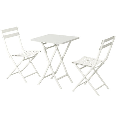 Ensemble bistro minimaliste de patio 3 pièces avec table carrée pliable et chaises - 3 pièces
