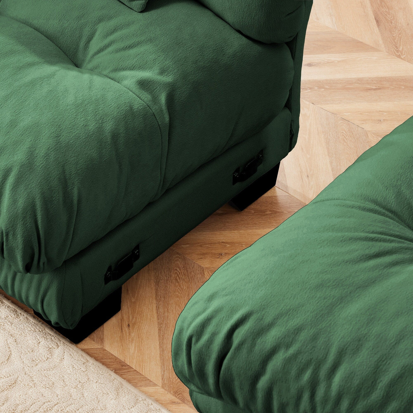 Canapé modulable 3 places, canapé profond en forme de nuage en L avec pouf convertible pour le salon