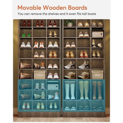 Meuble à chaussures haut 30 paires, 10 niveaux, en bois blanc, pour placard, entrée