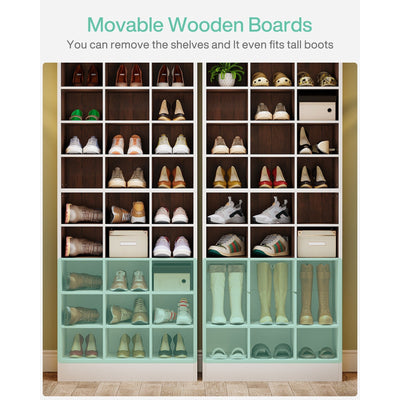 Meuble à chaussures haut 30 paires, 10 niveaux, en bois blanc, pour placard, entrée