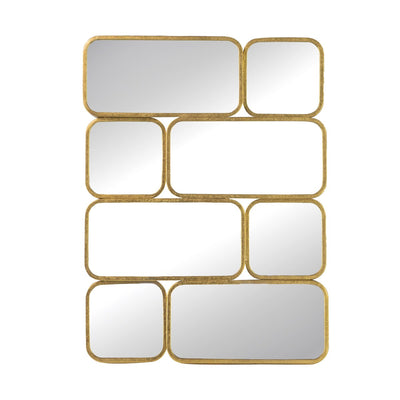 Miroir mural de luxe de 32 pouces, 8 cadres métalliques incurvés finition dorée