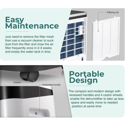 Déshumidificateurs de 3 500 pi² pour sous-sols, maisons, grandes pièces et chambres à coucher, déshumidificateur de garage à faible bruit