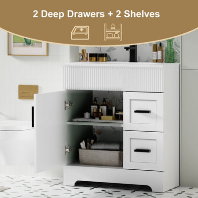 Ensemble de meuble-lavabo Wavy Line 30/36/48 avec lavabo et robinet