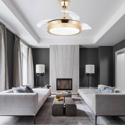 Ventilateur de plafond rétractable moderne Bella Depot 36 avec éclairage LED, pales réversibles à 6 vitesses et télécommande