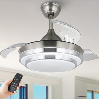 Ventilateur de plafond rétractable moderne Bella Depot 36 avec éclairage LED, pales réversibles à 6 vitesses et télécommande