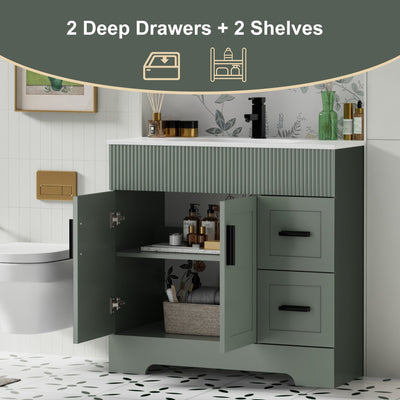 Ensemble de meuble-lavabo Wavy Line 30/36/48 avec lavabo et robinet