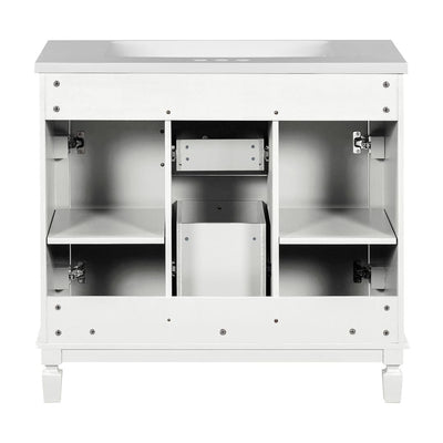 Meuble-lavabo moderne de 36 po avec lavabo supérieur et armoire à miroir, 2 portes et 2 tiroirs