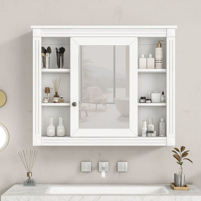 Meuble-lavabo moderne de 36 po avec lavabo supérieur et armoire à miroir, 2 portes et 2 tiroirs