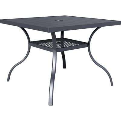 Table à manger rectangulaire en métal pour patio extérieur 60 x 37 avec trou pour parasol pour 6 personnes