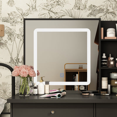 Ensemble de coiffeuse de maquillage de 39,4 po de largeur avec tabouret et miroir