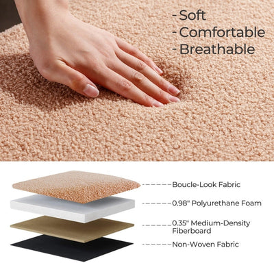 Banc ottoman de rangement en sherpa blanc cassé, repose-pieds, pour salon, chambre à coucher, pieds en bois