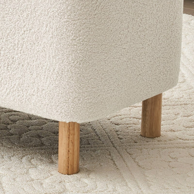 Banc ottoman de rangement en sherpa blanc cassé, repose-pieds, pour salon, chambre à coucher, pieds en bois