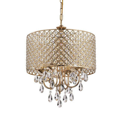 Lustre tambour à perles rondes avec cristaux suspendus