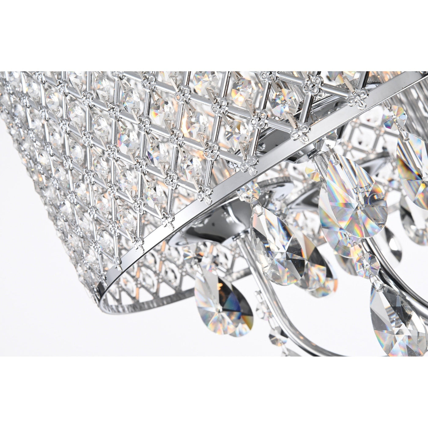 Lustre tambour à perles rondes avec cristaux suspendus