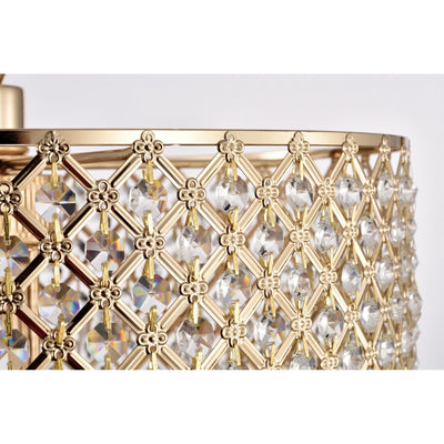 Lustre tambour à perles rondes avec cristaux suspendus