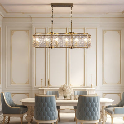 Lustre rectangulaire en cristal moderne linéaire de 40 po, 16 lumières, en laiton doré, pour salle à manger, salon, cuisine, îlot central