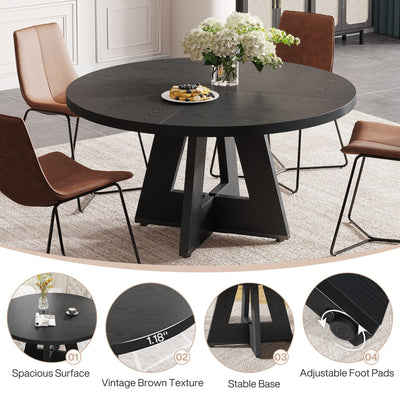 Table à manger ronde 47 pouces pour 4 personnes, table de cuisine de style campagnard, petite table à dîner en bois pour salle à manger et salon