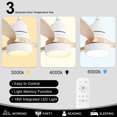 Ventilateur de plafond à LED intégré 48 et 52 pouces avec lumière et télécommande, moteur CC réversible