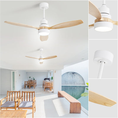 Ventilateur de plafond à LED intégré 48 et 52 pouces avec lumière et télécommande, moteur CC réversible