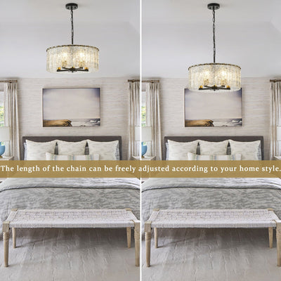 Lustre tambour rond moderne à 5 lumières, lustre semi-encastré classique, suspension pour îlot de cuisine et salle à manger