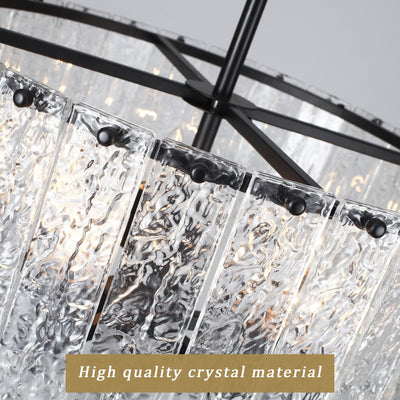 Lustre tambour rond moderne à 5 lumières, lustre semi-encastré classique, suspension pour îlot de cuisine et salle à manger