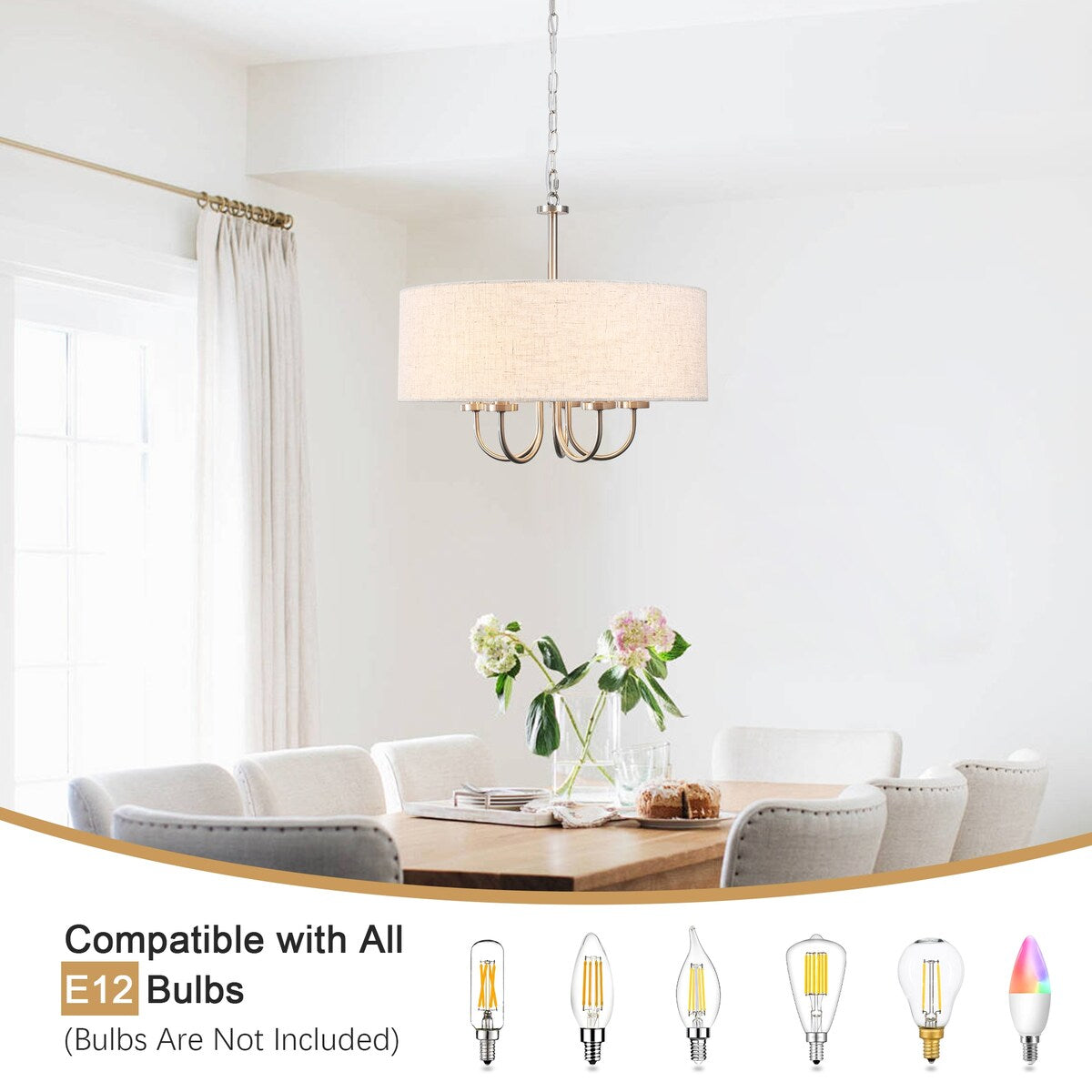 Plafonnier semi-encastré moderne à 5 lampes pour salle à manger, chambre à coucher, salon - N/A