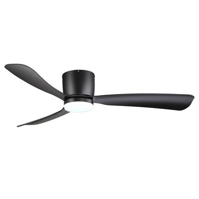 Ventilateur de plafond encastré à DEL noir/blanc de 52 pouces avec télécommande (3 pales)
