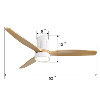 Ventilateur de plafond encastré de style campagnard de 52 pouces avec éclairage et télécommande, moteur CC réversible