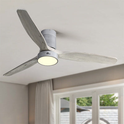 Ventilateur de plafond encastré de style campagnard de 52 pouces avec éclairage et télécommande, moteur CC réversible