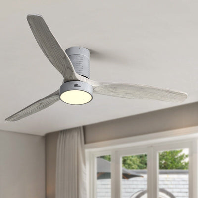 Ventilateur de plafond encastré de style campagnard de 52 pouces avec éclairage et télécommande, moteur CC réversible