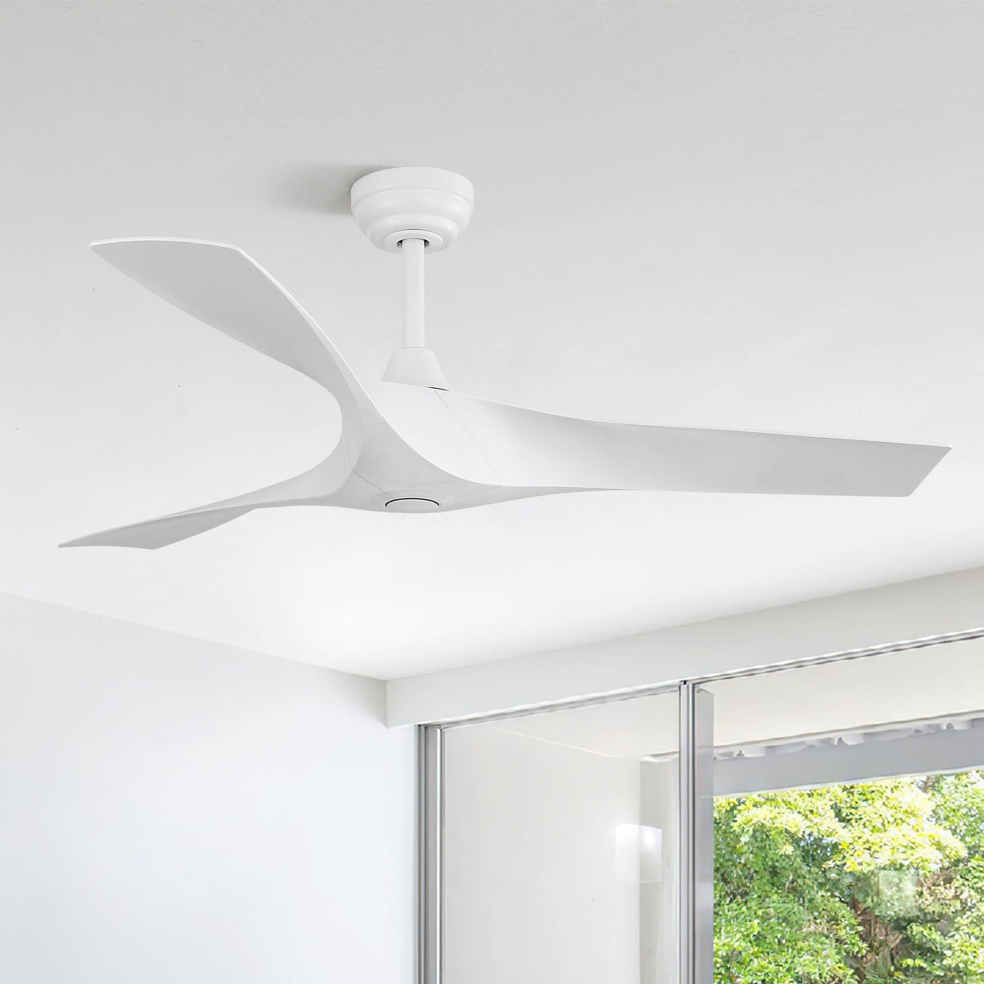 Ventilateur de plafond moderne en bois massif/ABS de 52 pouces avec télécommande (sans lumière), 6 vitesses de vent, flux d'air réversible
