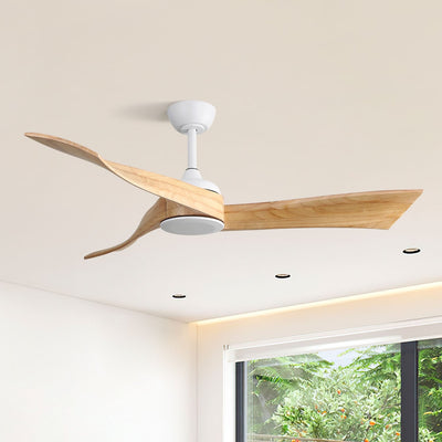 Ventilateur de plafond moderne en bois massif/ABS de 52 pouces avec télécommande (sans lumière), 6 vitesses de vent, flux d'air réversible