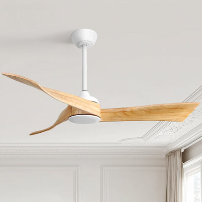 Ventilateur de plafond moderne en bois massif/ABS de 52 pouces avec télécommande (sans lumière), 6 vitesses de vent, flux d'air réversible
