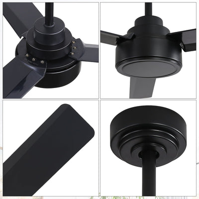 Ventilateur de plafond moderne en bois massif/ABS de 52 pouces avec télécommande (sans lumière), 6 vitesses de vent, flux d'air réversible