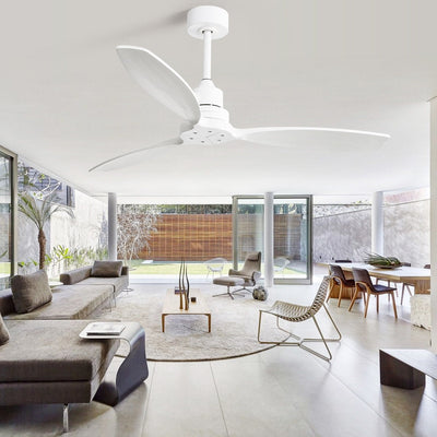 Ventilateur de plafond moderne en bois massif/ABS de 52 pouces avec télécommande (sans lumière), 6 vitesses de vent, flux d'air réversible