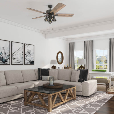 Ventilateur de plafond LED Prominence Home Sivan Bronze Farmhouse avec éclairage et télécommande